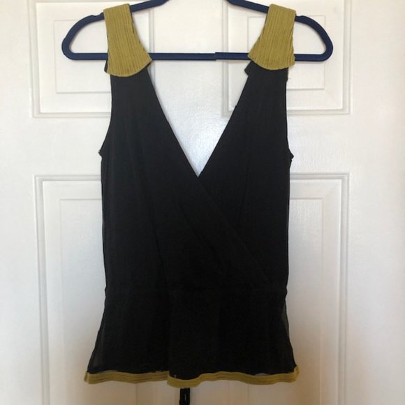 Sass & Bide 100% Silk Sleeveless Top, Black w/ Charteuse Accents- Sz 0 - EUC - Picture 6 of 7